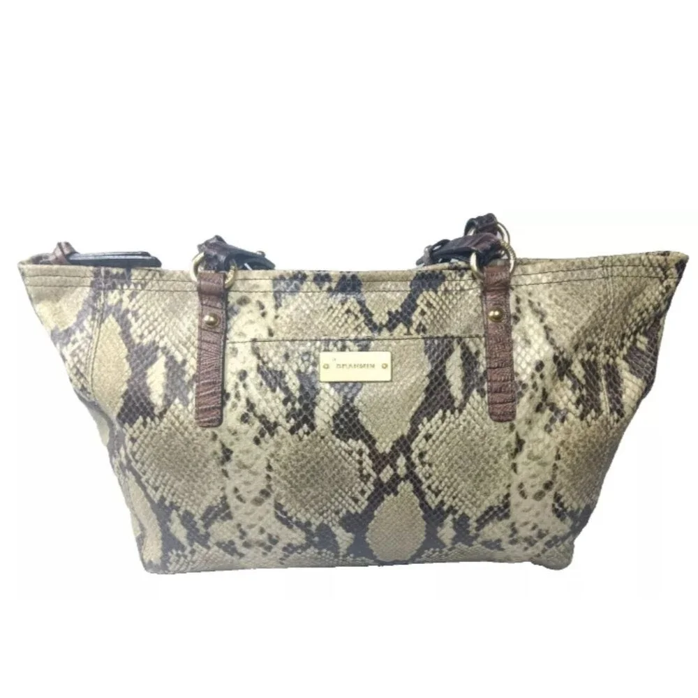 Brahmin Arno Leather Shoulder Tote Python Print Handbag Medium